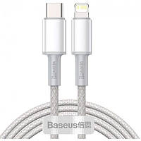 Дата-кабель Baseus High Density Braided Type-C (тато) - Lightning (тато) 2m White PD 20W CATLGD-A02