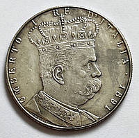Сувенирная монета Итальянская Эритрея 5 лир 1891. Посеребрение