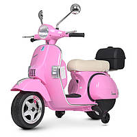 Детский электромотоцикл Скутер Мопед VESPA M 4939EL-8, розовый