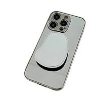 Чехол-накладка Infinity Luxury Electroplate для iPhone 13 Pro Max Silver +попсокет
