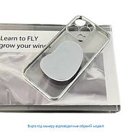 Чехол-накладка Infinity Luxury Electroplate для iPhone 14 Transparent Silver +попсокет