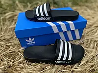 Мужские шлепанцы Адидас черные сланцы тапочки Adidas мужские шлепки летние шлепанцы спортивные шлепанцы черные