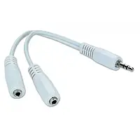 Переходник Cablexpert CCA-415W 3.5mm mini jack (тато) - 2x3.5mm mini jack (мама) White