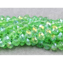 Намистини кришталеві рондель 8х6,5мм, світло-зелений з переливом