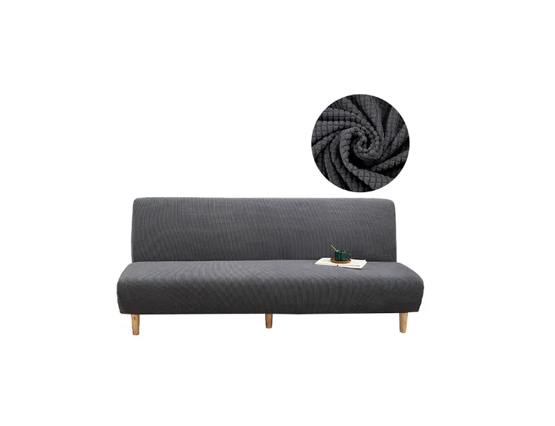 Універсальний чохол на диван двомісний жакардовий, диван зі знімними чохлами на малютку без спідниці Темно сірий, фото 1