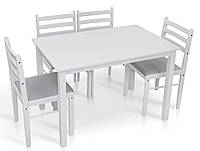 Обідній комплект стіл і стільці Джерсі (1 стіл і 4 стільці) Білий White для дому вітальні Мікс Мебель