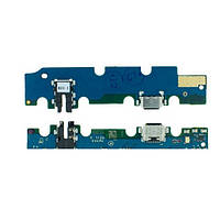 Шлейф Samsung Tab A7 Lite с конектором зарядки и компонентами (Оригинал с разборки) (БУ)