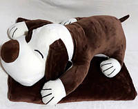 Игрушка подушка плед 3 в 1 Собака Кофейная 60 см