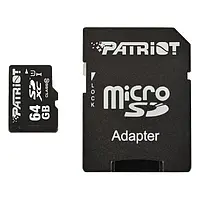 Карта памяти Patriot PSF64GMCSDXC10 64GB microSDXC С адаптером UHS-I