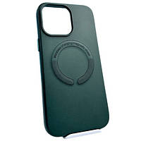 Чехол-накладка Infinity Leather Case MagSafe для iPhone 15 Dark Green