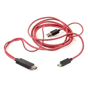 Кабельний перехідник PowerPlant CA910861 microUSB, USB (тато)  HDMI (тато), 2m Red