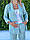 Літній костюм з льону батальний, Костюм брючний на літо льон, Стильний костюм лляний літній батальний, фото 2
