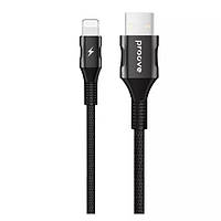 Дата-кабель Proove Braided Scout USB Type-A (тато) - Lightning (тато) 1m Black 2.4A