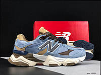 Женские кроссовки New Balance 9060 (синие с коричневым) спортивные стильные кроссы 12233 Нью Беленс