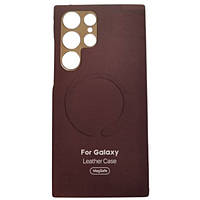 Чехол-накладка Infinity Leather Case MagSafe для Samsung S23 Bordeaux