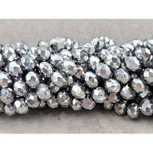 Намистини кришталеві рондель 8х6,5мм, срібло