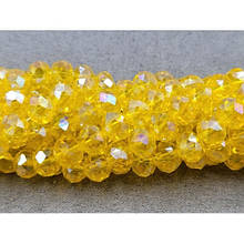 Намистини кришталеві рондель 8х6,5мм, темно-жовтий прозорий з переливом