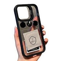 Чехол-накладка Infinity Lens Metal для iPhone 14 Transparent Black + стекло на камеру + держатель
