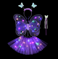 Детский наряд Бабочка с LED подсветкой. Карнавальный наряд детский. Фиолетовый