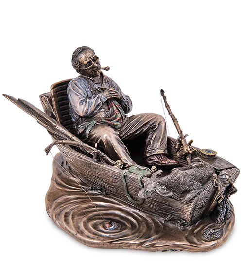 Статуетка Veronese Рибалка в човні 22х10х16 см 1907294 бронзове напилення полістоуна