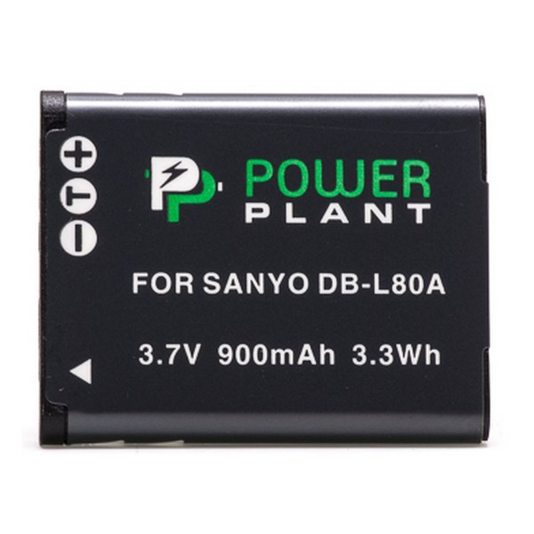 Акумулятор для фотоапарата PowerPlant Sanyo DB-L80, D-Li88 Black 900mAh