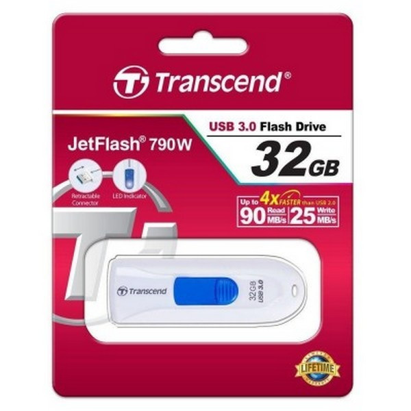 Флеш память Transcend JetFlash 790 TS32GJF790W Blue White 32 GB USB 3.0