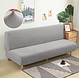 Універсальний чохол на диван двомісний жакардовий, диван зі знімними чохлами на малютку без спідниці Сірий, фото 2