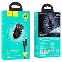 Автомобильное зарядное устройство для телефона Hoco Z44 Leading Black (PD+QC3.0 1USB/3A +Type-C to Lightning )