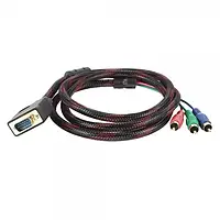 Відео-кабель Voltronic YT-VGA VGA (тато) - 3RCA (тато) 1.5 m Black Red