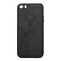Чохол-накладка TOTO Deer Shell With Leather Effect Case для iPhone 5/5S/SE Black