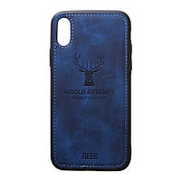 Чехол-накладка TOTO Deer Shell With Leather Effect Case для iPhone XS Max Blue