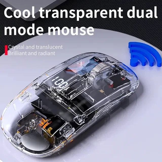 Прозора Бездротова комп'ютерна миша з зарядкою 2,4G Usb і Bluetooth