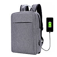Рюкзак для ноутбука 14" Lesko Dark Gray с USB разъемом городской (11984-66657)