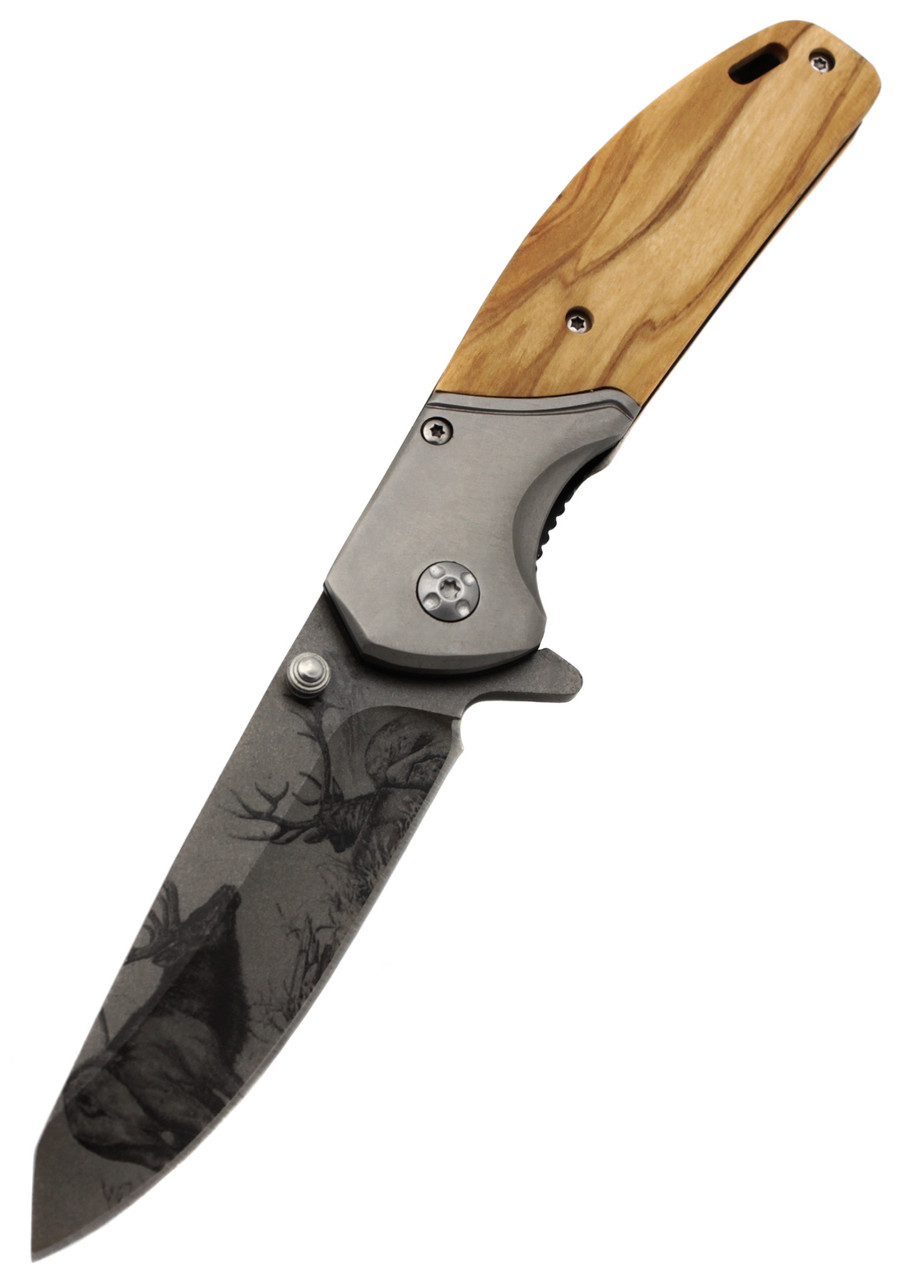 Розкладний ніж ChongMing CM98 з кліпсою 20см Brown-Grey (7_00248)