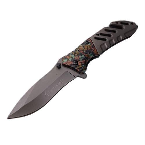 Тактичний розкладний ніж Browning A323 з кліпсою 22см Grey (7_00295)