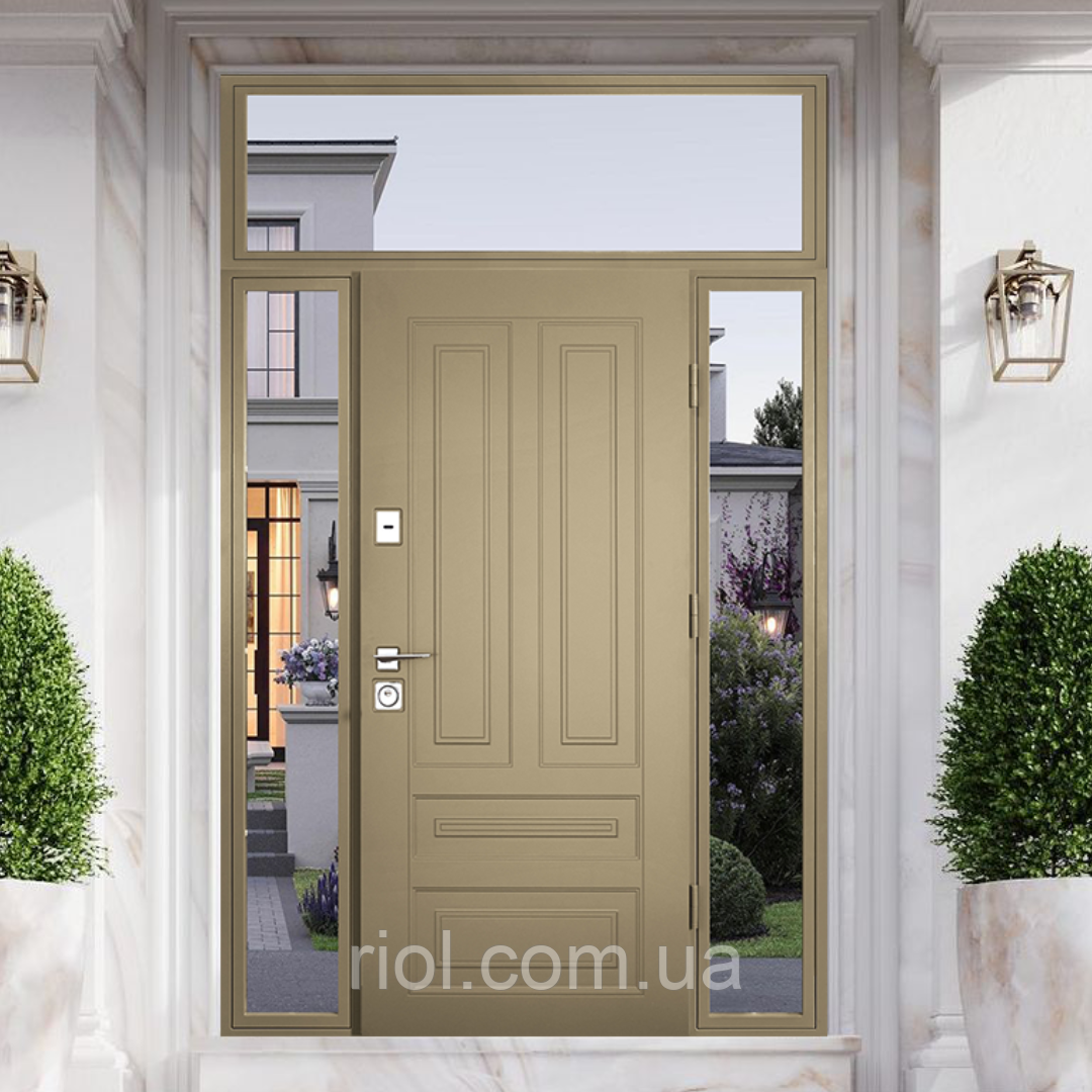 Вхідні нестандартні двері з терморозривом Country 160-180 FRAME Фанера, фото 1