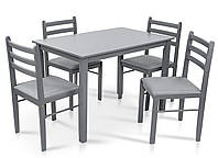 Комплект кухонних меблів сірий Джерсі з дерева, набір 1 стіл і 4 стільці для дому вітальні їдальні Мікс Мебель