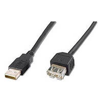 Дата-кабель Digitus AK-300200-018-S 1.8m USB (тато) - USB (мама) Black