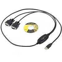 Дата-кабель Viewcon USB2.0-2хCOM (9 + 25pin) 1 м (VE591) Black
