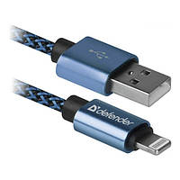 Дата-кабель Defender ACH01-03T PRO 1m USB (тато)  -  Lightning (тато) Blue