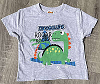 Детская футболка для мальчика с Дино.Серая.Турция