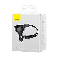 Автомобильное зарядное устройство для телефона Baseus Enjoyment Retractable 2-in-1 Car Charger Black