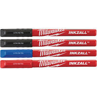 Набор маркеров Milwaukee Fine Tip INKZALL синий, красный, черный, черный, 4шт (48223165) - Топ Продаж!
