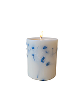 Ботаническая соевая свеча с голубой гипсофилой, 9*6,5 см, без аромата, 45 часов горения