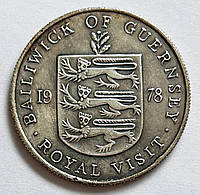 Сувенирная монета Гернси 25 пенсов 1978, Королевский визит