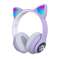 Навушники бездротові з котячими вушками ATD Cat STN-28 Bluetooth: 5.0 з мікрофоном, microSD FM радіо + AUX Purple