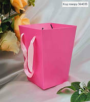 Набор флористических сумочек, 12шт. розового цвета, картонная складная, с атласными ручками, 12*15см.