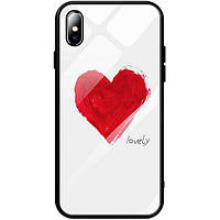 Чехол-накладка TOTO Glass Fashionable Case для iPhone X Red Heart on