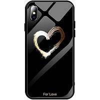 Чехол-накладка TOTO Glass Fashionable Case для iPhone X Black Heart on