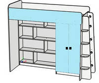 Кровать чердак детская со столом и шкафом Мария ST-212
